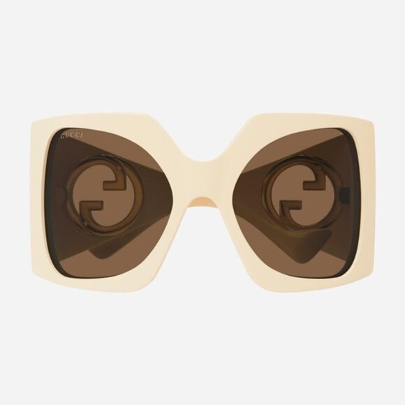 NEW GUCCI WOMEN OVERSIZED SUNGLASSES, IVORY WOMEN  GUCCI EYEWEAR - Picture 3 of 4